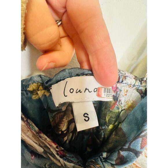 LOUNA Blue Floral Printed Tie Front Waist Mid Slit Maxi Tropical Dress Size S - Picture 8 of 11